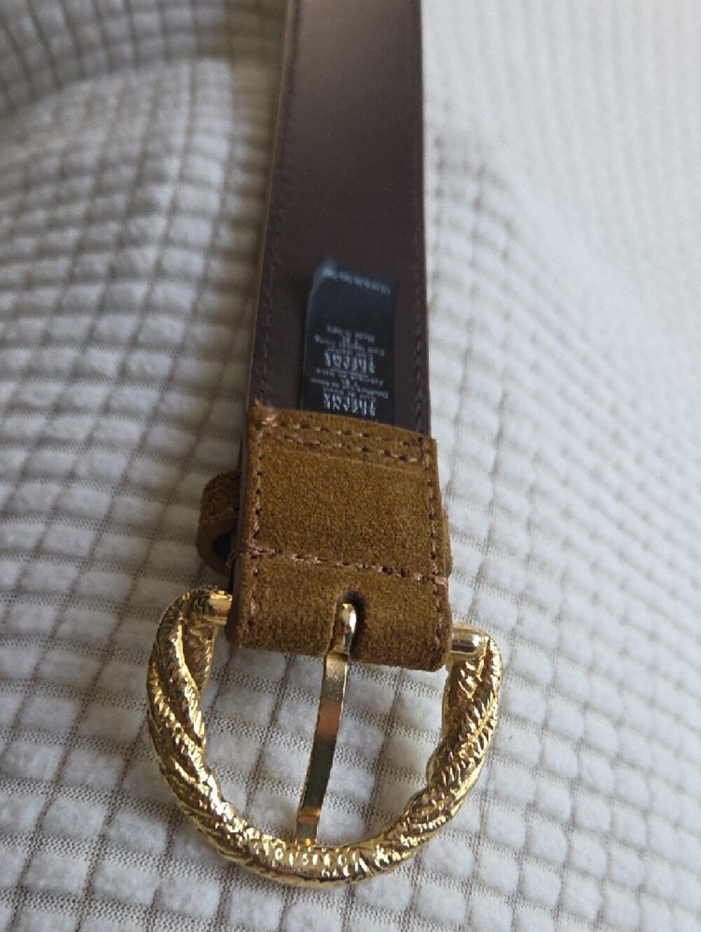 Sezane Thelma Brown Suede Belt with Twisted Gold Buckle EUC - Picture 6 of 10